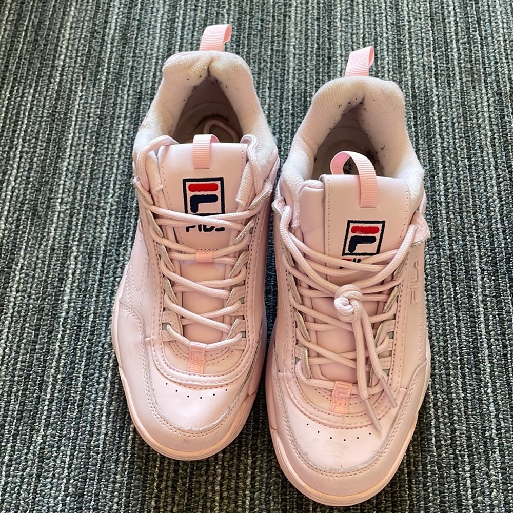 Pink Embroidered Fila Shoes
